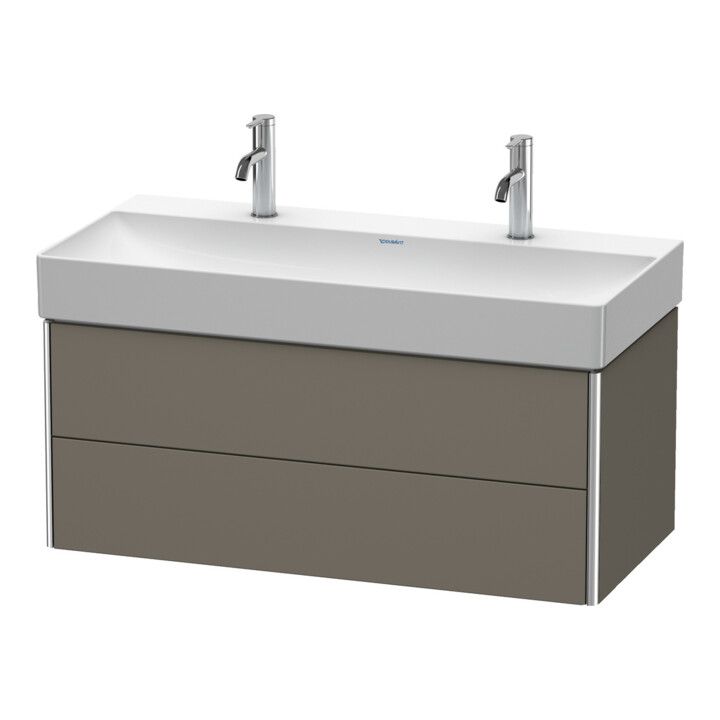 Duravit Meuble sous-lavabo XSquare 98,4x46 cm, gris mat, 2 tiroirs, suspendu
