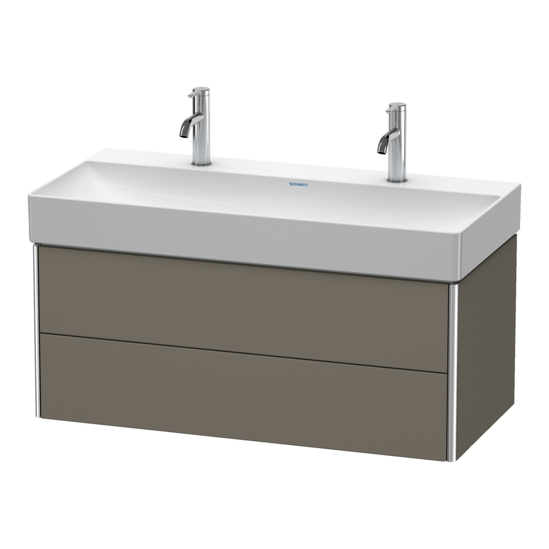 Duravit Meuble sous-lavabo XSquare 98,4x46 cm, gris mat, 2 tiroirs, suspendu