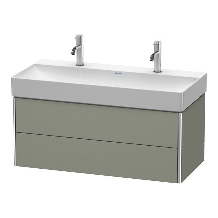 Duravit Meuble sous lavabo XSquare 98,4x46 cm, gris satiné, 2 tiroirs, suspendu