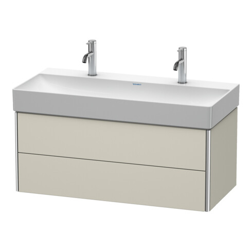 Duravit Meuble sous-lavabo XSquare 98,4x46 cm, taupe mat, 2 tiroirs, suspendu