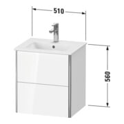 Duravit Meuble sous-lavabo XSquare Compact 51x41,8x56 cm, 2 tiroirs, suspendu, blanc brillant-3