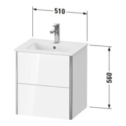 Duravit Meuble sous lavabo XSquare Compact 51x41,8x56 cm, 2 tiroirs, suspendu, Tau s-mat-2
