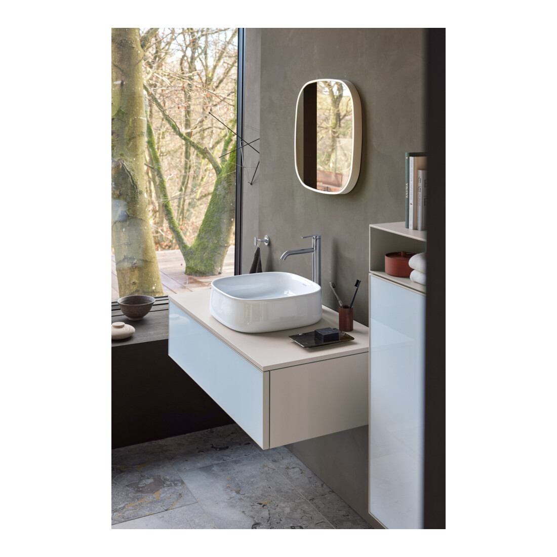 Duravit Meuble sous lavabo Zencha 100x55 cm, 1 tiroir, gris taupe, système d'installation k