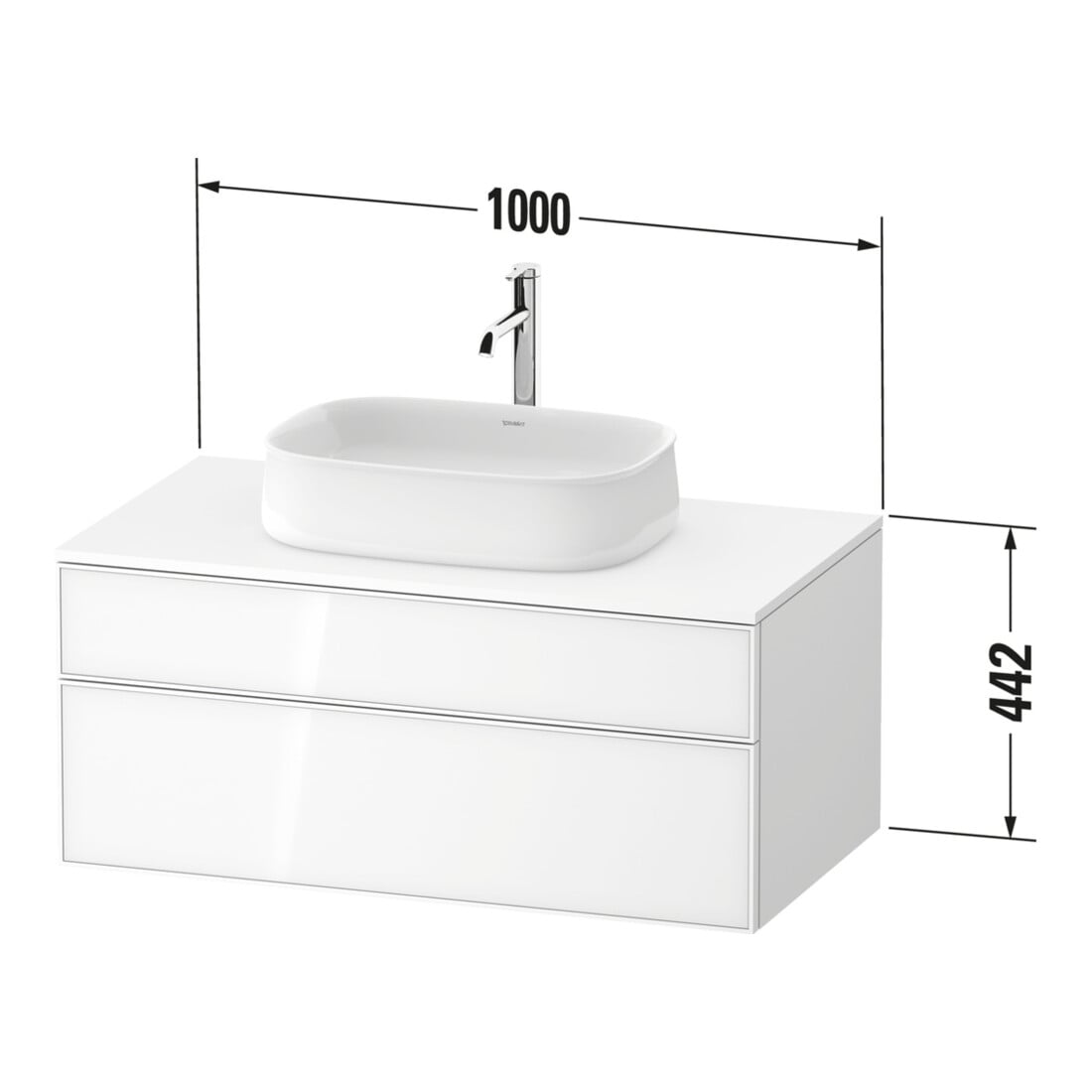 Duravit Meuble sous lavabo Zencha 100x55 cm, 1 tiroir, verre satin/gris mat, sans système d'ouverture