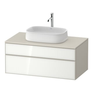 Duravit Meuble sous lavabo Zencha 100x55 cm, 1 tiroir, verre taupe mat, système coulissant