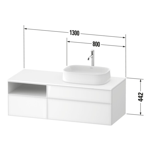 Duravit Meuble sous lavabo Zencha 130x55 cm, B D, E noir/gris m, s. système d'encastrement