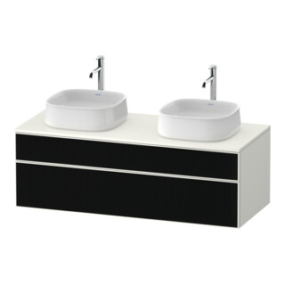 Duravit Meuble sous lavabo Zencha 130x55 cm, blanc brillant, gris satin, système d'installation encastré
