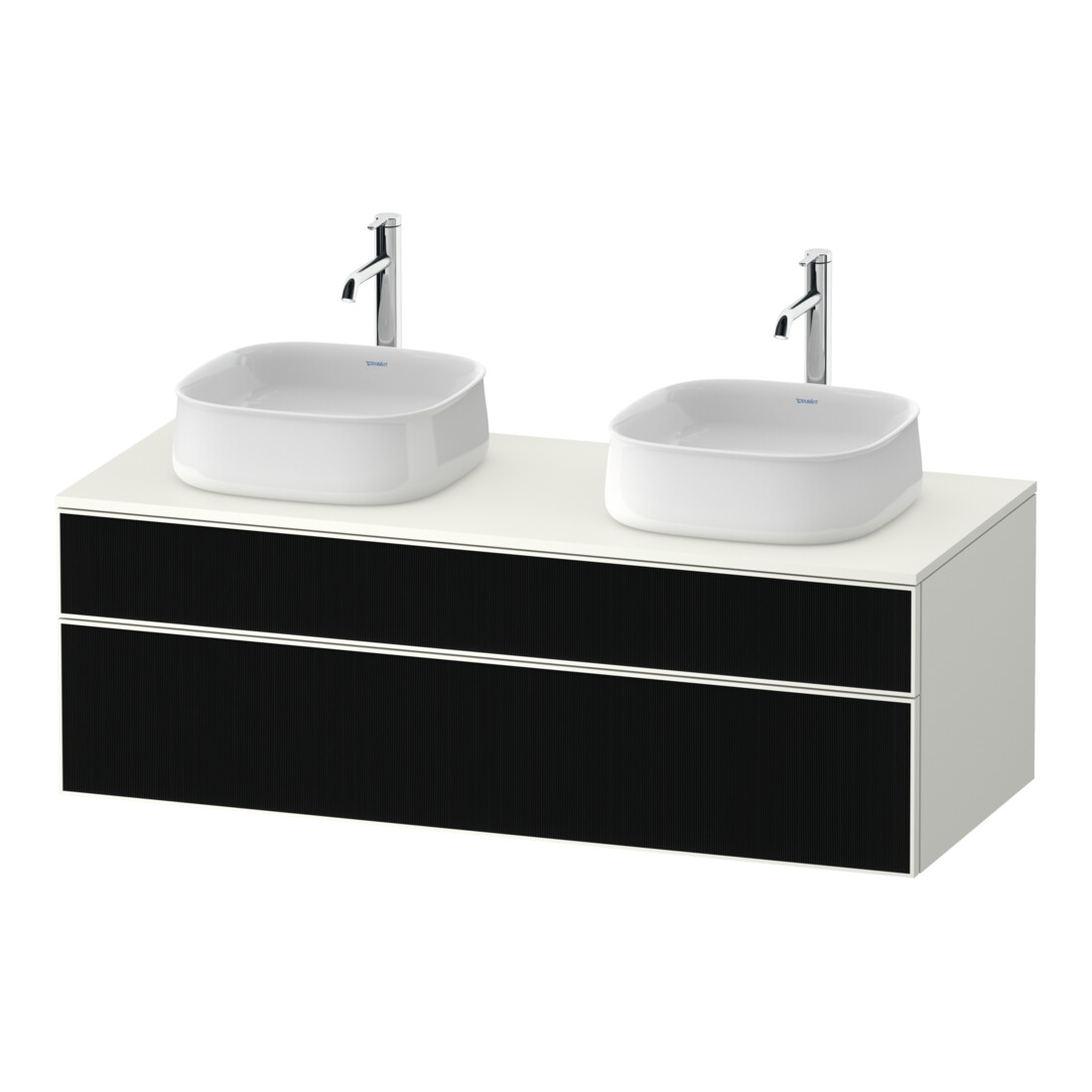 Duravit Meuble sous lavabo Zencha 130x55 cm, blanc brillant, gris satin, système d'installation encastré