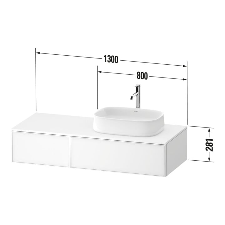 Duravit Meuble sous lavabo Zencha 130x55 cm, blanc mat, système d'installation k