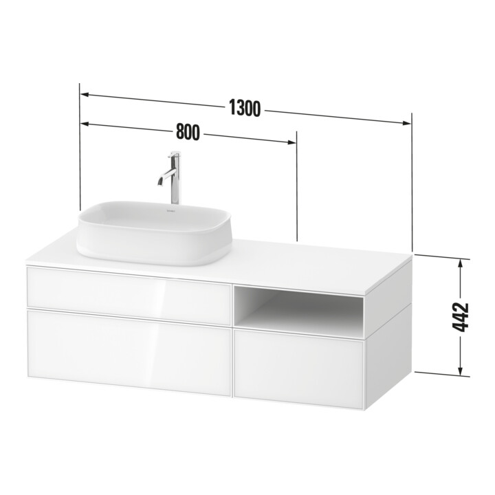 Duravit Meuble sous-lavabo Zencha 130x55 cm, L D, E nat/grap m, s Système d'encastrement