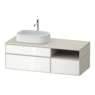 Duravit Meuble sous lavabo Zencha 130x55 cm, L P, blanc/taupe, système coulissant