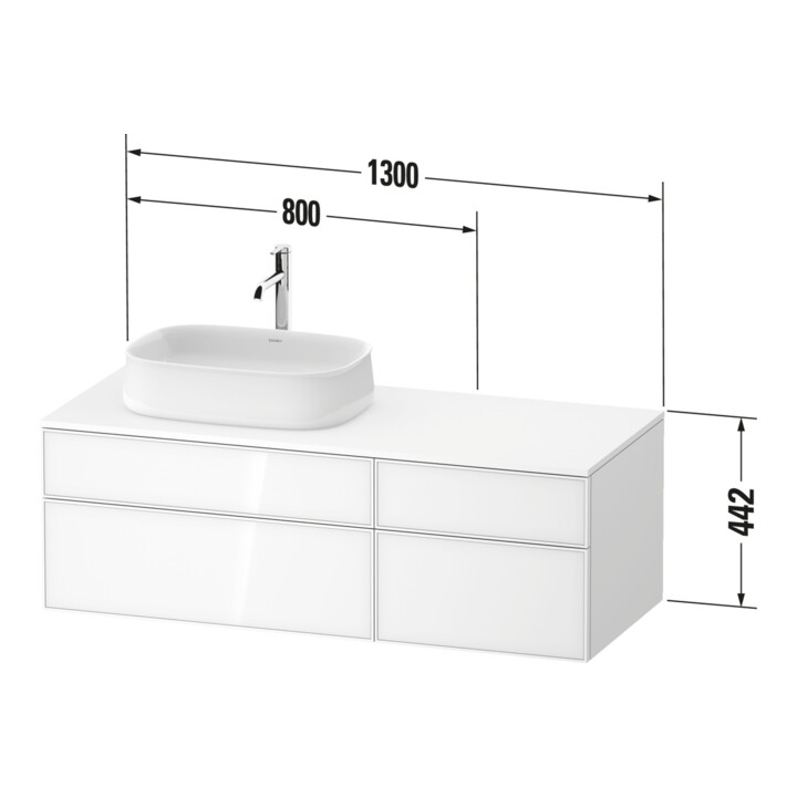 Duravit Meuble sous-lavabo Zencha 130x55 cm, L P, E noir/blanc mat, système d'installation k