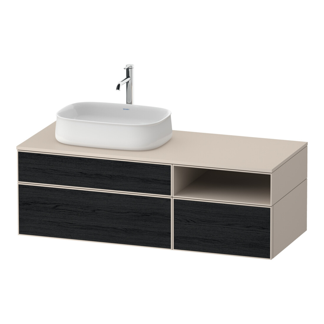 Duravit Meuble sous lavabo Zencha 130x55 cm, L P, E noir/taupe m, s Système d'encastrement