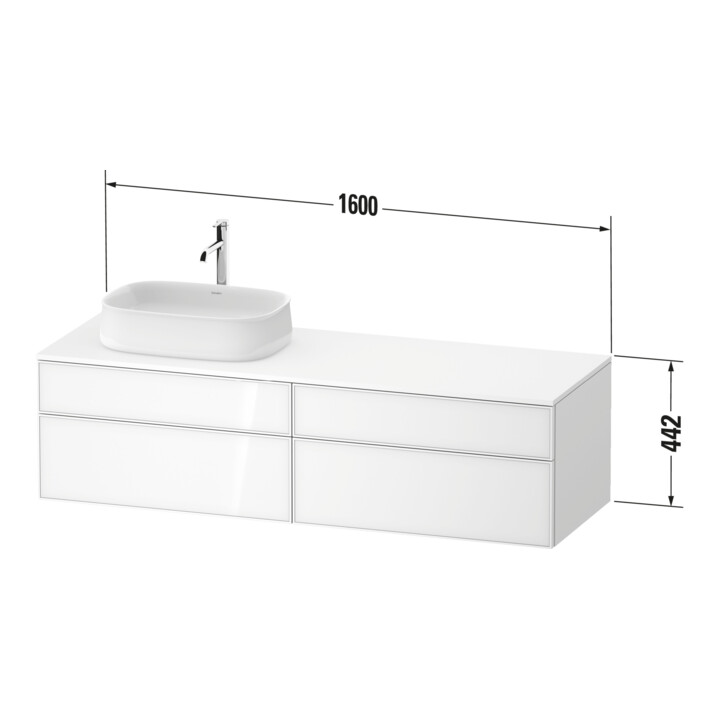 Duravit Meuble sous-lavabo Zencha 160x55 cm, L G, E noir/blanc mat, système encastré
