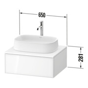 Duravit Meuble sous-lavabo Zencha 65x55 cm, 1 tiroir, blanc brillant, système d'ouverture k-3