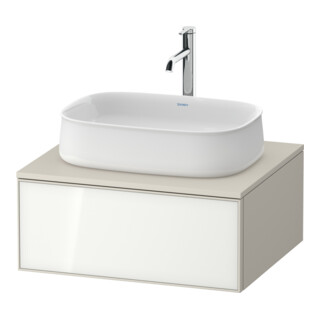 Duravit Meuble sous-lavabo Zencha 65x55 cm, 1 tiroir, verre taupe mat, système coulissant