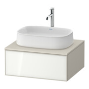 Duravit Meuble sous-lavabo Zencha 65x55 cm, 1 tiroir, verre taupe mat, système coulissant