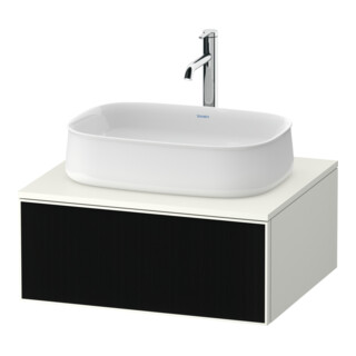 Duravit Meuble sous-lavabo Zencha 65x55cm, 1 tiroir, verre ligné blanc mat, système de fermeture doux
