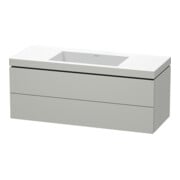 Duravit Meuble sous-vasque c-bonded L-Cube 120x48 cm, sans trou, blanc mat, 2 tiroirs, suspendu