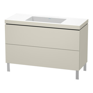 Duravit Meuble sous-vasque c-bonded L-Cube 120x48cm, sans trop-plein, Taupe mat, 2 tiroirs, debout