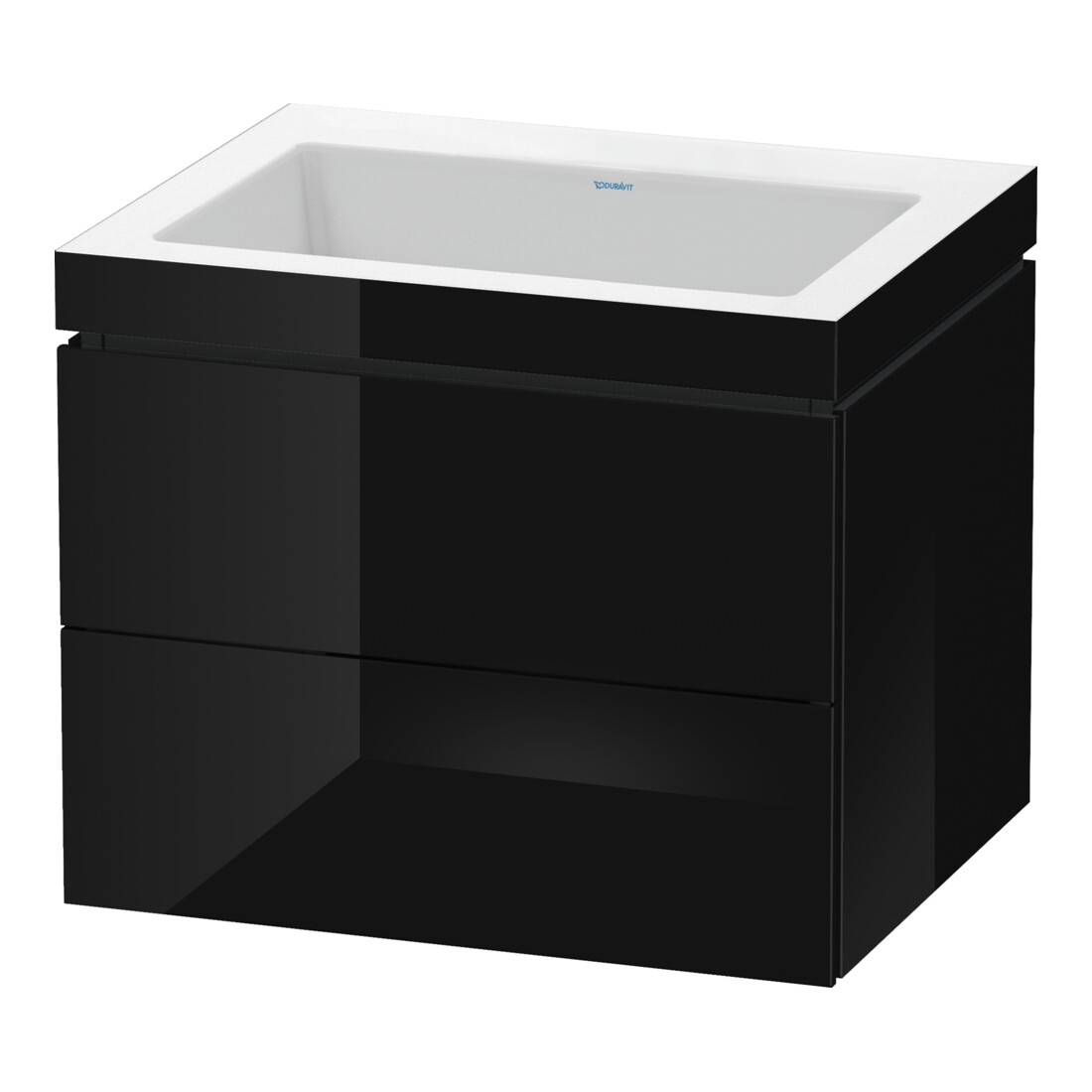 Duravit Meuble sous-vasque c-bonded L-Cube 60x48cm, sans trou, blanc brillant, 2 tiroirs, suspendu