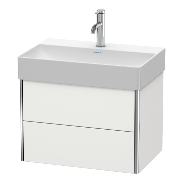 Duravit Meuble sous-vasque Compact XSquare 58,4x39 cm, noir mat, 2 tiroirs, suspendu