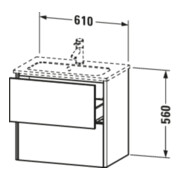 Duravit Meuble sous-vasque Compact XSquare 61x38,8 cm, blanc mat, 2 tiroirs, suspendu-5