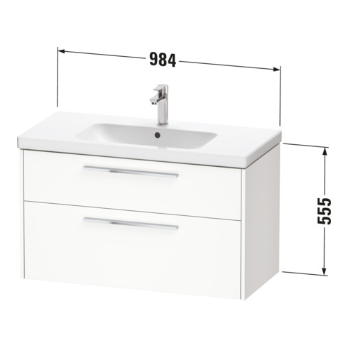 Duravit Meuble sous-vasque D-Code 98,4x55,5x46cm, 2 tiroirs, S, E marbre, G chromé