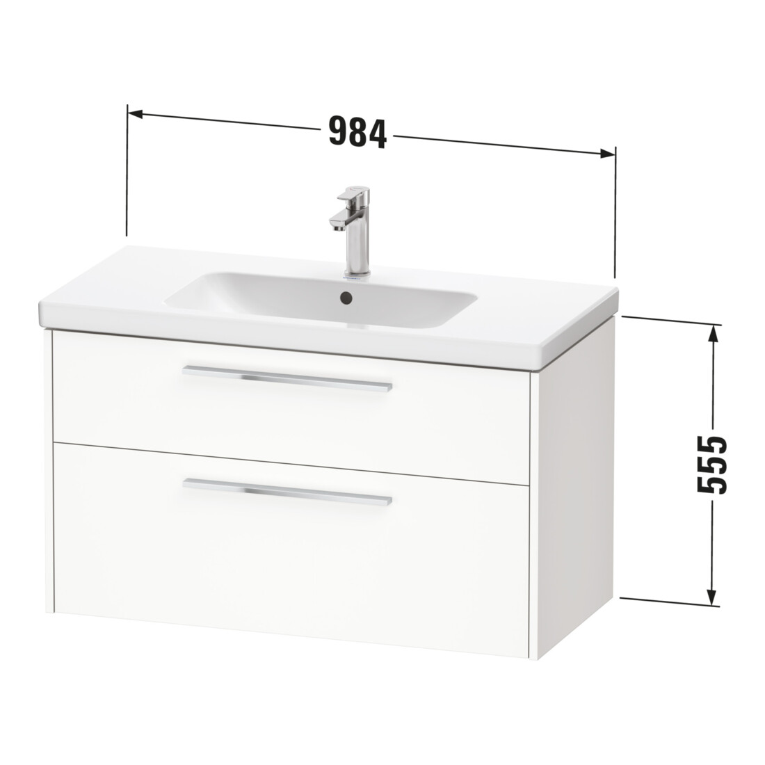 Duravit Meuble sous-vasque D-Code 98,4x55,5x46cm, 2 tiroirs, S, E marbre, G chromé