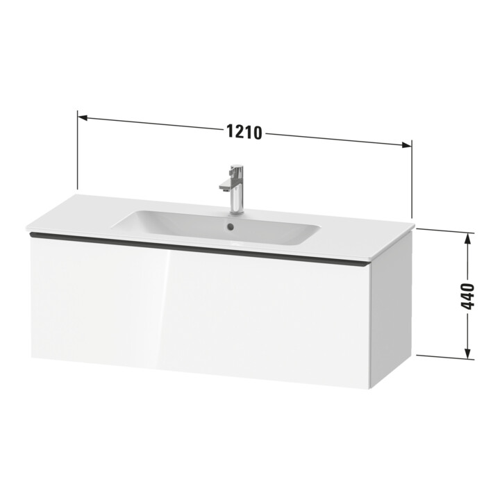 Duravit Meuble sous-vasque D-Neo 121x46,2 cm, noir/Bas ma, 1 tiroir, suspendu
