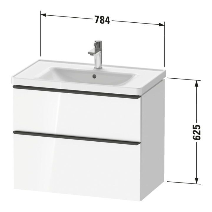 Duravit Meuble sous-vasque D-Neo 78,4x45,2 cm, ch/Bas m, 1 porte, 1 tiroir