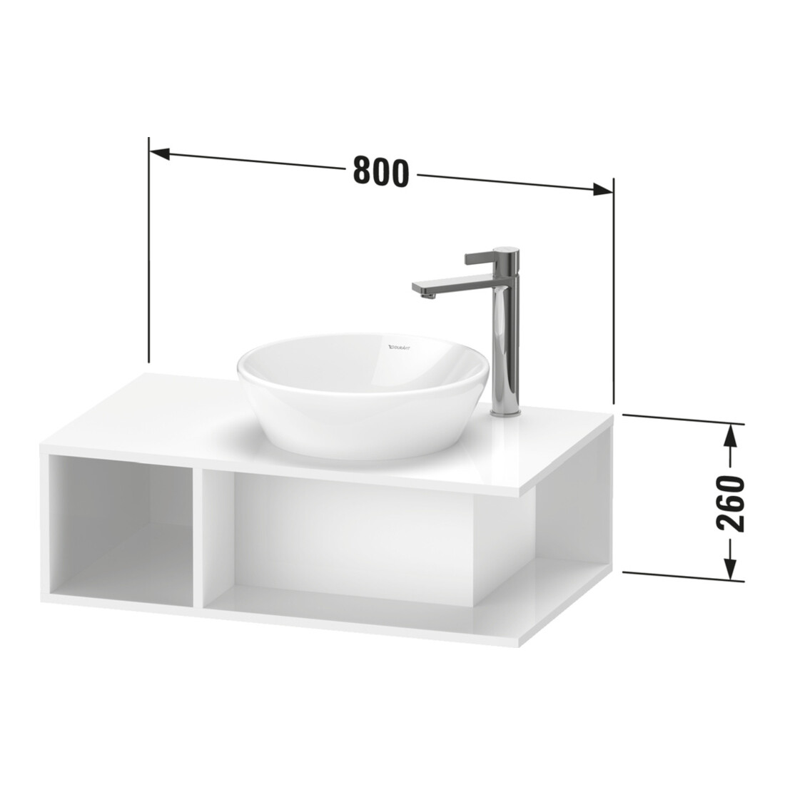 Duravit Meuble sous-vasque D-Neo Compact 80x48cm, E N, 1 tiroir, 1 tablette, suspendu