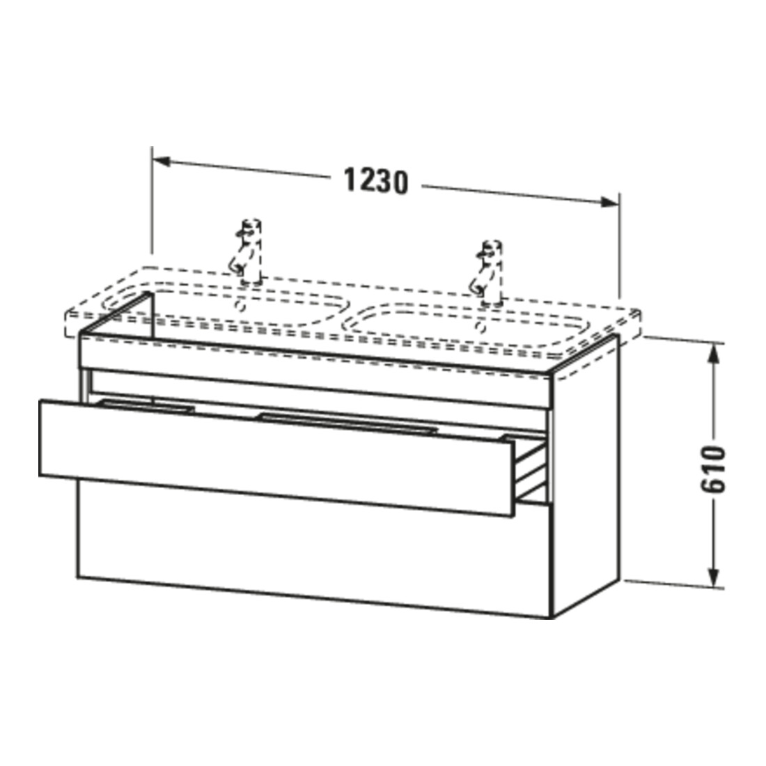 Duravit Meuble sous-vasque DuraStyle 123x44,8x61 cm, 2 tiroirs, blanc mat