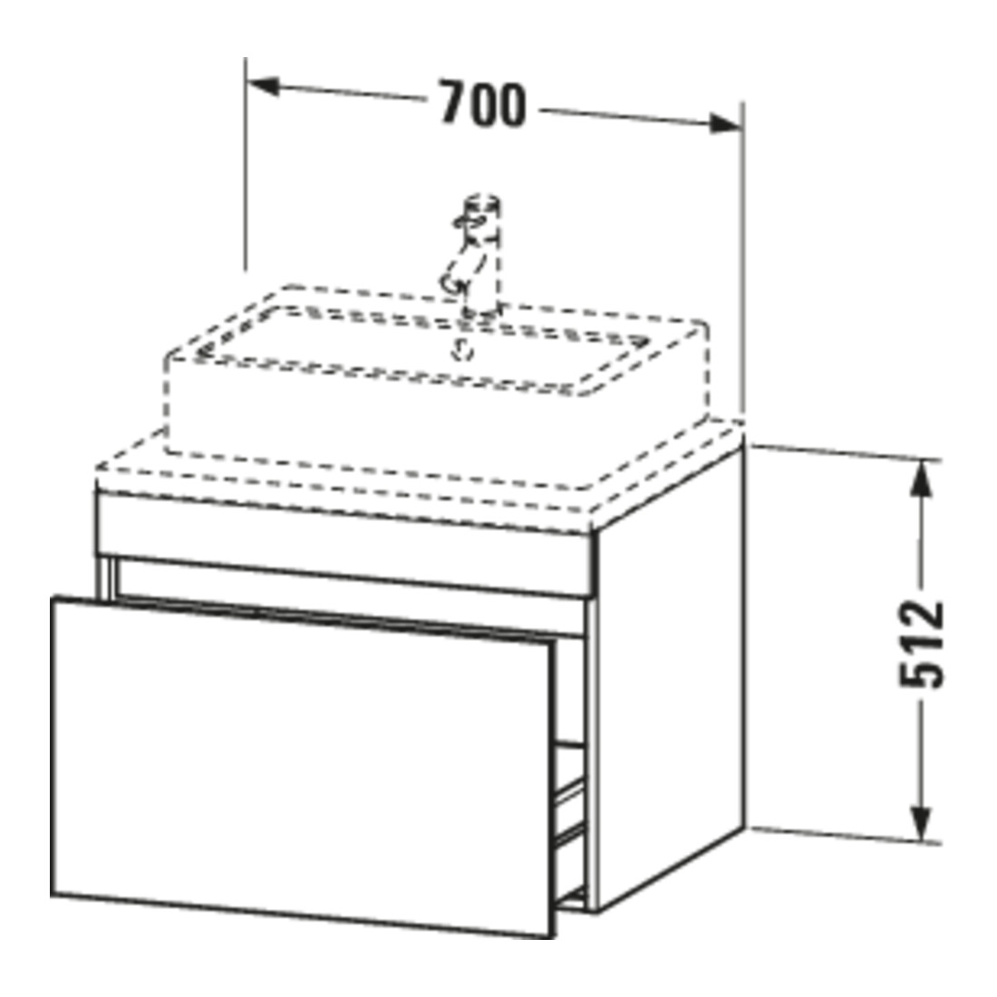 Duravit Meuble sous-vasque DuraStyle 70x54,8 cm, blanc mat, 1 tiroir