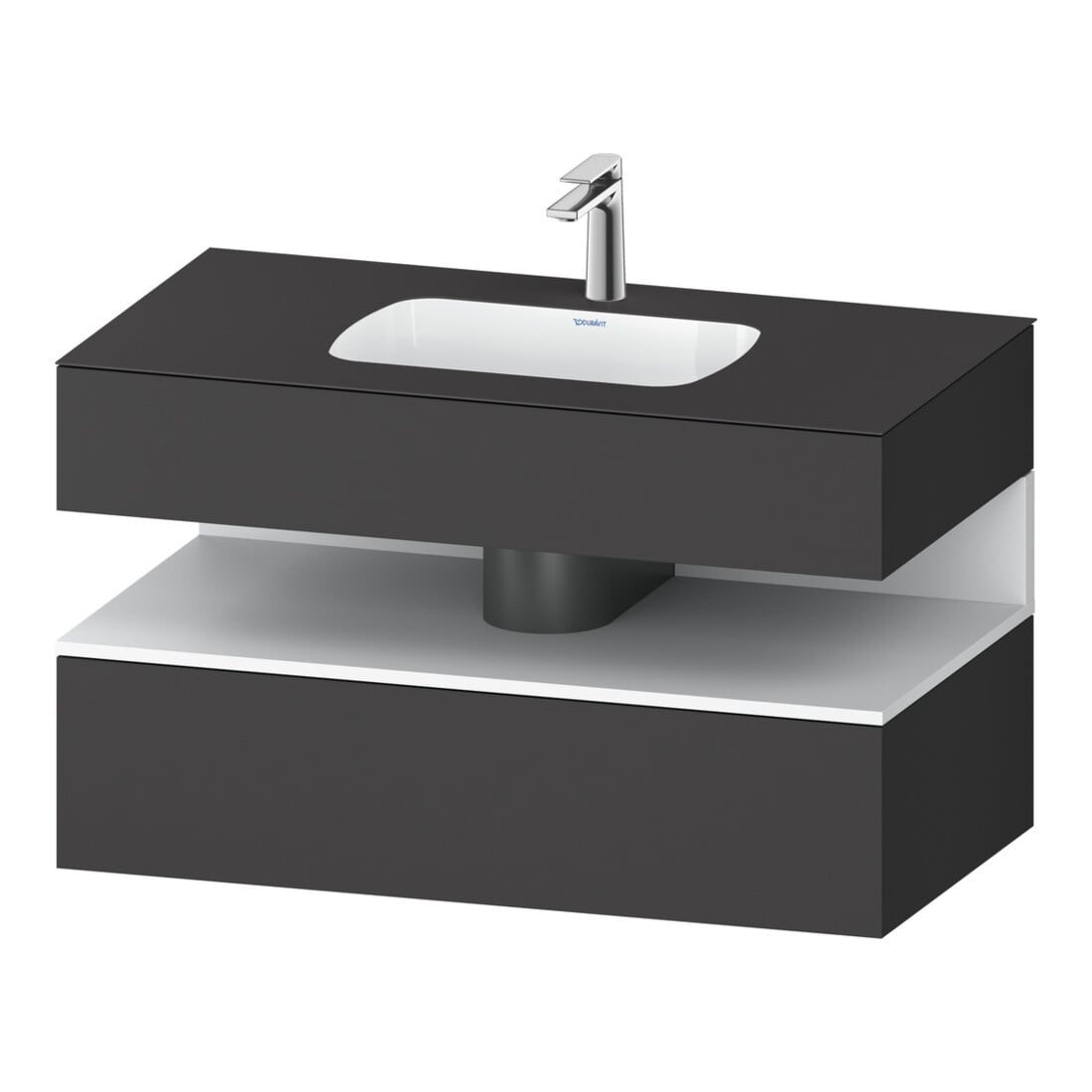 Duravit Meuble sous-vasque encastré Qatego 100x55x60 cm, blanc avec robinetterie, Kon-WTU, niche