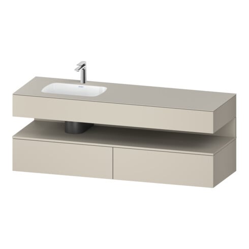 Duravit Meuble sous-vasque encastré Qatego 160x50x60 cm, Kon-WTU, lavabo gauche, taupe mat
