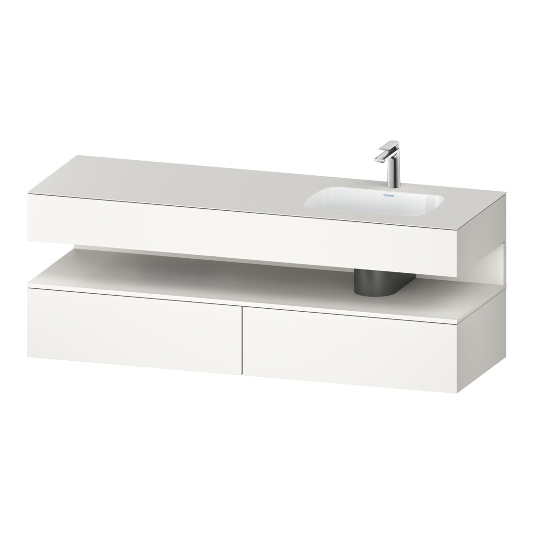Duravit Meuble sous-vasque encastré Qatego 160x50x60cm, Kon-WTU, lavabo droit, blanc mat