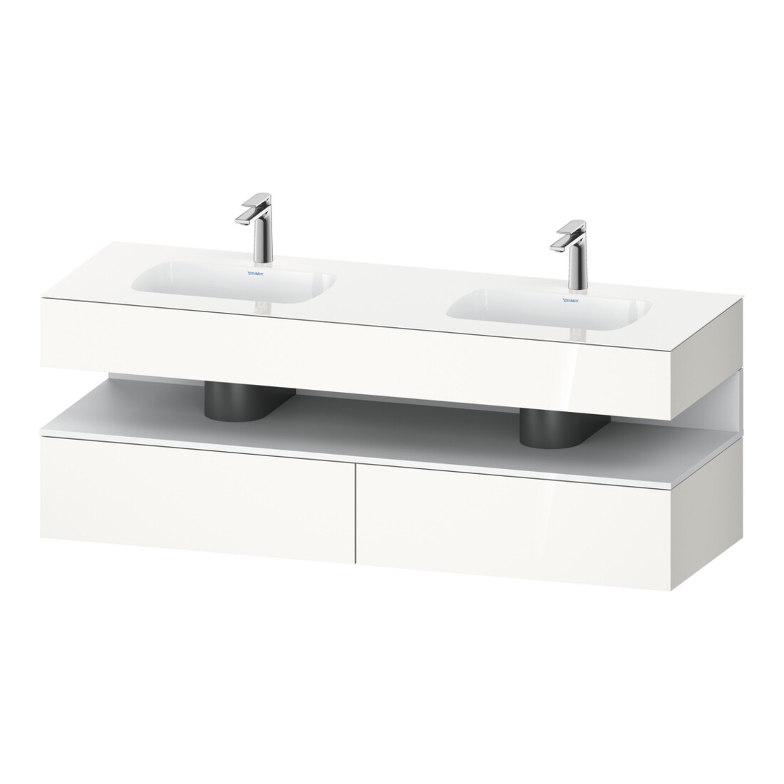 Duravit Meuble sous-vasque encastré Qatego 160x55x60cm, Kon-WTU, B, blanc mat/blanc brillant