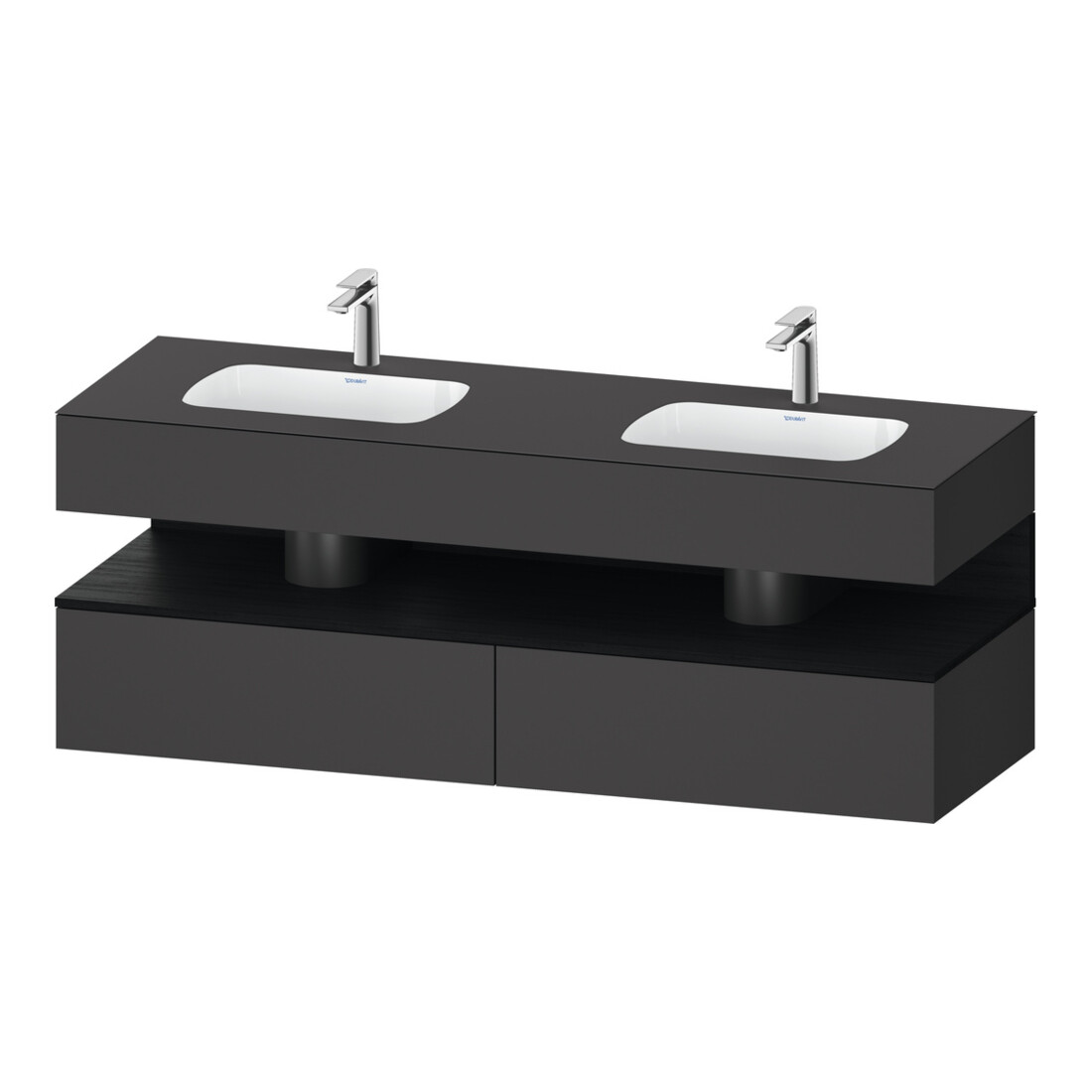 Duravit Meuble sous-vasque encastré Qatego 160x55x60cm, Kon-WTU, blanc/gris marbré