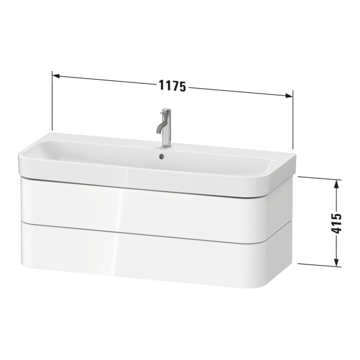 Duravit Meuble sous-vasque Happy D.2 Plus 117,5x49 cm, noyer, 2 tiroirs