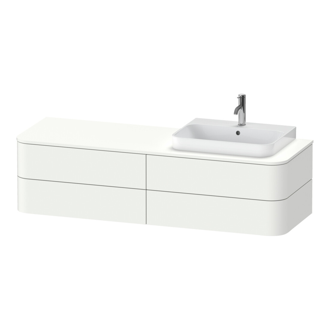 Duravit Meuble sous-vasque Happy D.2 Plus 160x55 cm, 4 tiroirs, blanc mat, droite