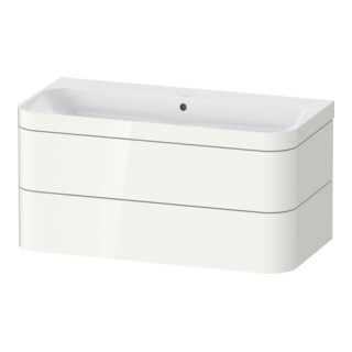 Duravit Meuble sous vasque Happy D.2 Plus 97,5x49 cm, sans trop-plein, blanc brillant, 2 tiroirs