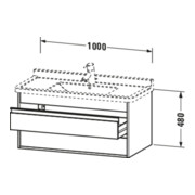 Duravit Meuble sous-vasque Ketho 100x45,5 cm, blanc mat, 2 tiroirs, suspendu-4