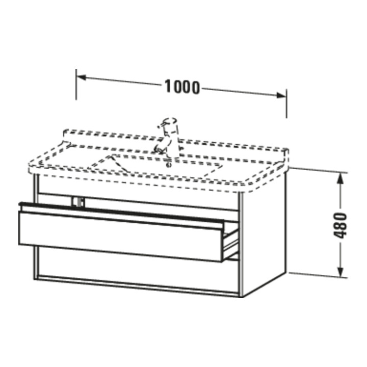 Duravit Meuble sous-vasque Ketho 100x45,5 cm, blanc mat, 2 tiroirs, suspendu