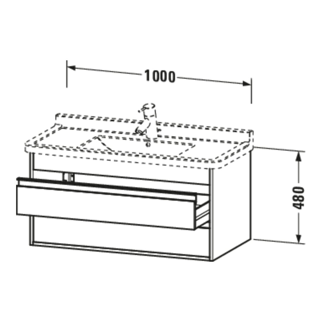 Duravit Meuble sous-vasque Ketho 100x45,5 cm, blanc mat, 2 tiroirs, suspendu