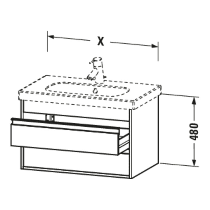 Duravit Meuble sous-vasque Ketho 100x45,5 cm, graphite mat, 2 tiroirs, suspendu