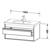 Duravit Meuble sous-vasque Ketho 100x45,5 cm, graphite mat, 2 tiroirs, suspendu-5