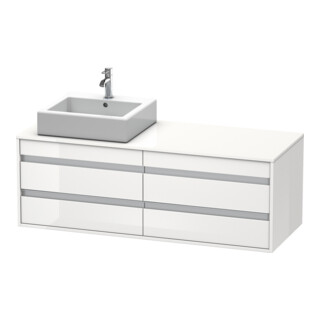 Duravit Meuble sous-vasque Ketho 140x55x49,6 cm, 4 tiroirs, blanc brillant, gauche