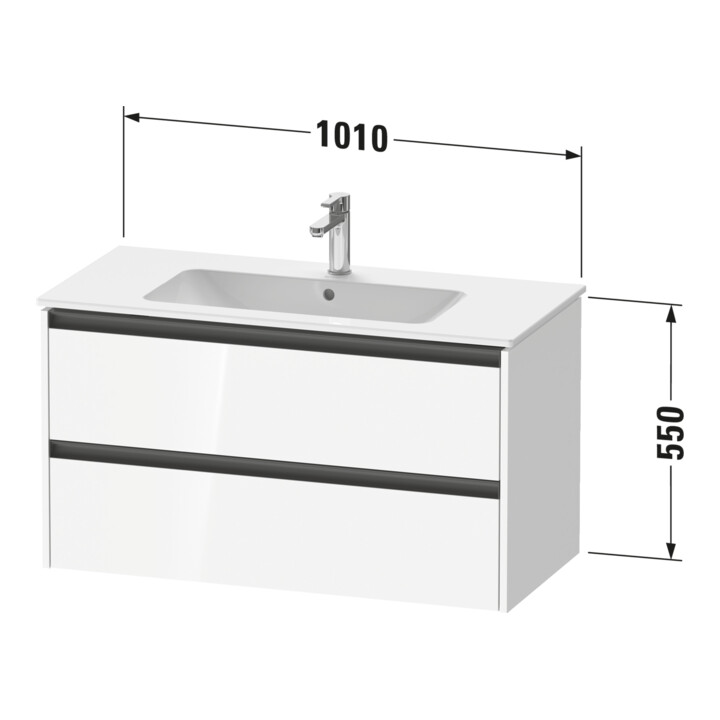 Duravit Meuble sous-vasque Ketho.2 101x48 cm, graphite mat, 2 tiroirs, suspendu