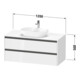 Duravit Meuble sous-vasque Ketho.2 120x55 cm, blanc mat, plan mat 1 découpe, suspendu-3